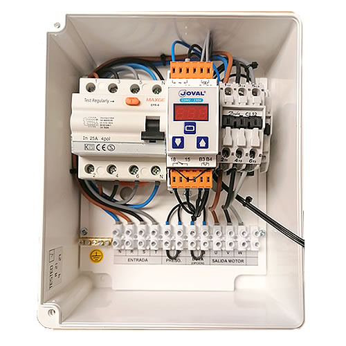 cuadro eléctrico trifásico protección bomba agua sumergible