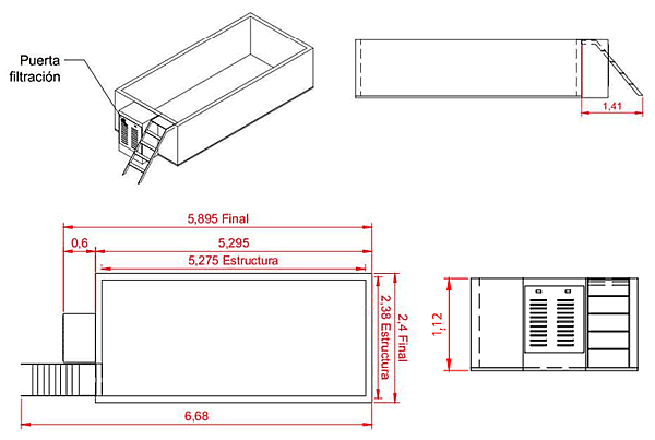 Piscina Elevada Solpool 5,90x2,40 Especificaciones Tecnicas